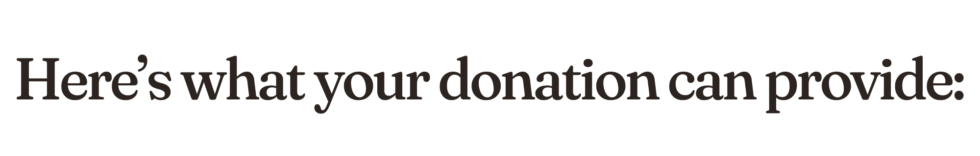 Here’s what your donation can provide: